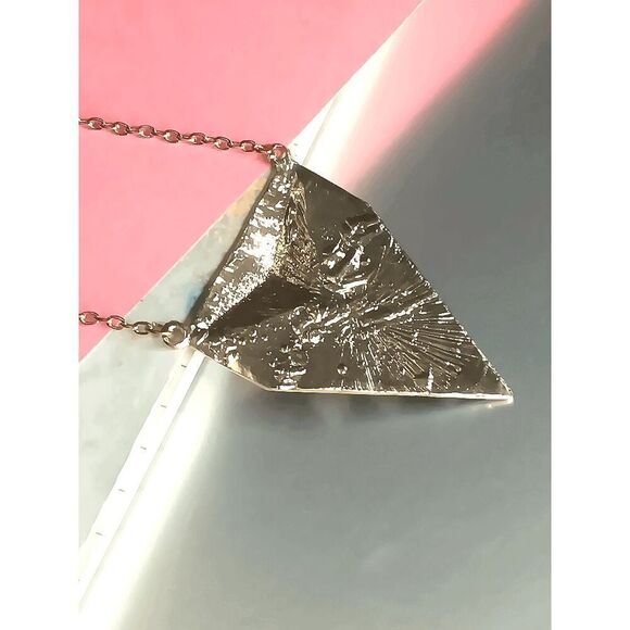 *Clearance* Ladies Gold Triangular Necklace - Picture 3 of 3